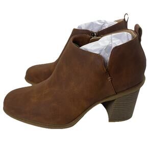 Dr. Scholls Roxanne Bootie Copper Brown Faux Leather Side Zip Sz 9.5M